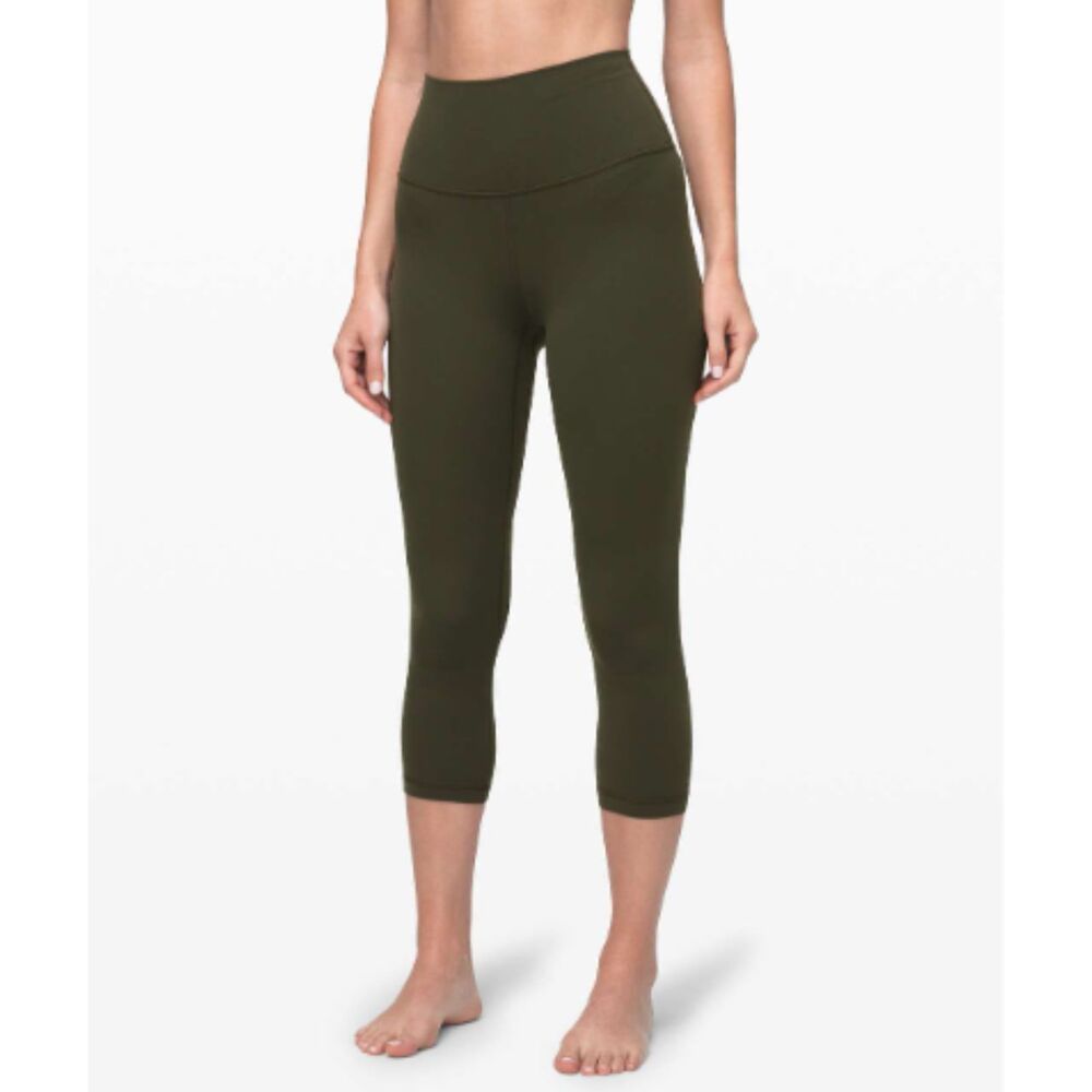Lululemon Align Hi-Rise Crop Leggings Women's in Olive Green, Nulu, Sz 6